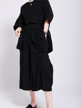 Black Solid Loose Wide Leg Pants